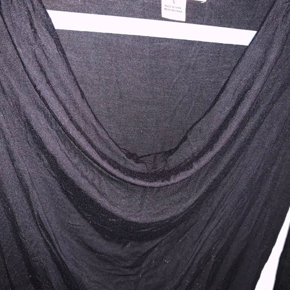 August Silk Black Long Sleeve Lace Cowl-Neck Blouse - Picture 4 of 4